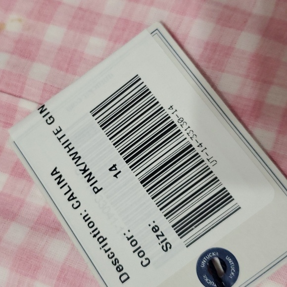 UNTUCKit Women's Calina Classic Pink/White Gigham Print Button Up Shirt Size 14 - Picture 6 of 12
